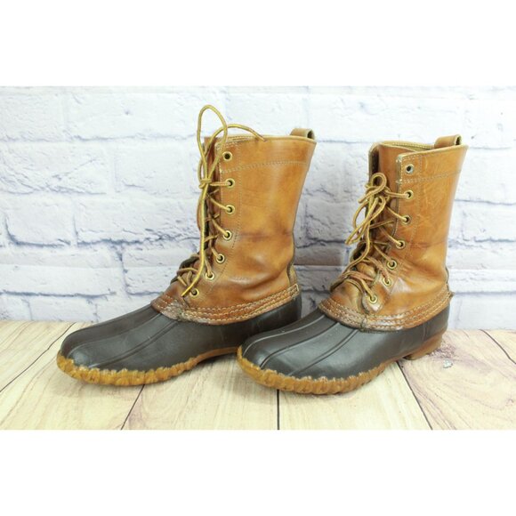 Vintage LL Bean Unlined Maine Hunting Shoe Leather Duck Boots Size 8 - Picture 2 of 10